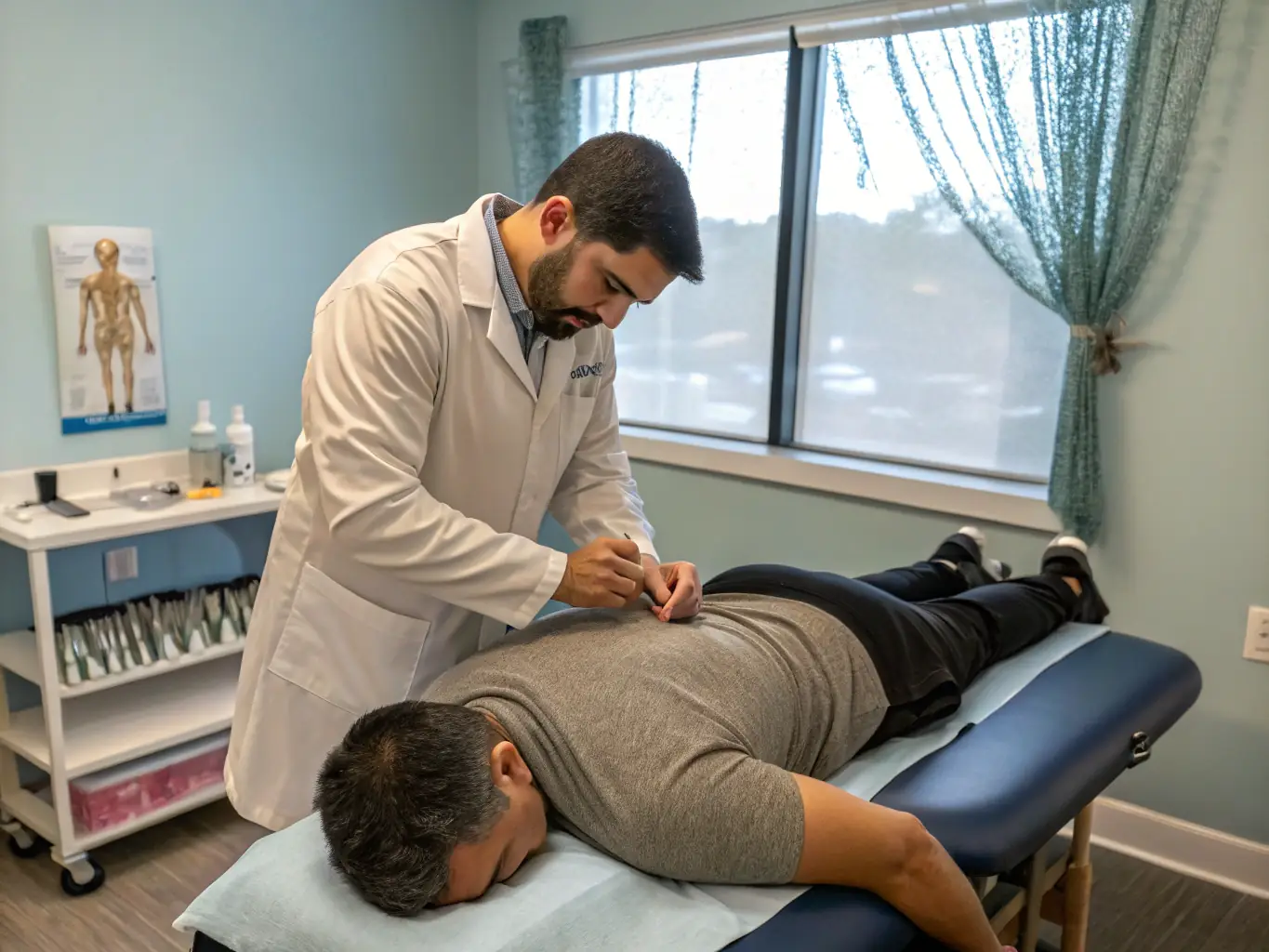 An image depicting dry needling being performed on a patient's shoulder, showcasing Dr. Hernandez's expertise in this technique.